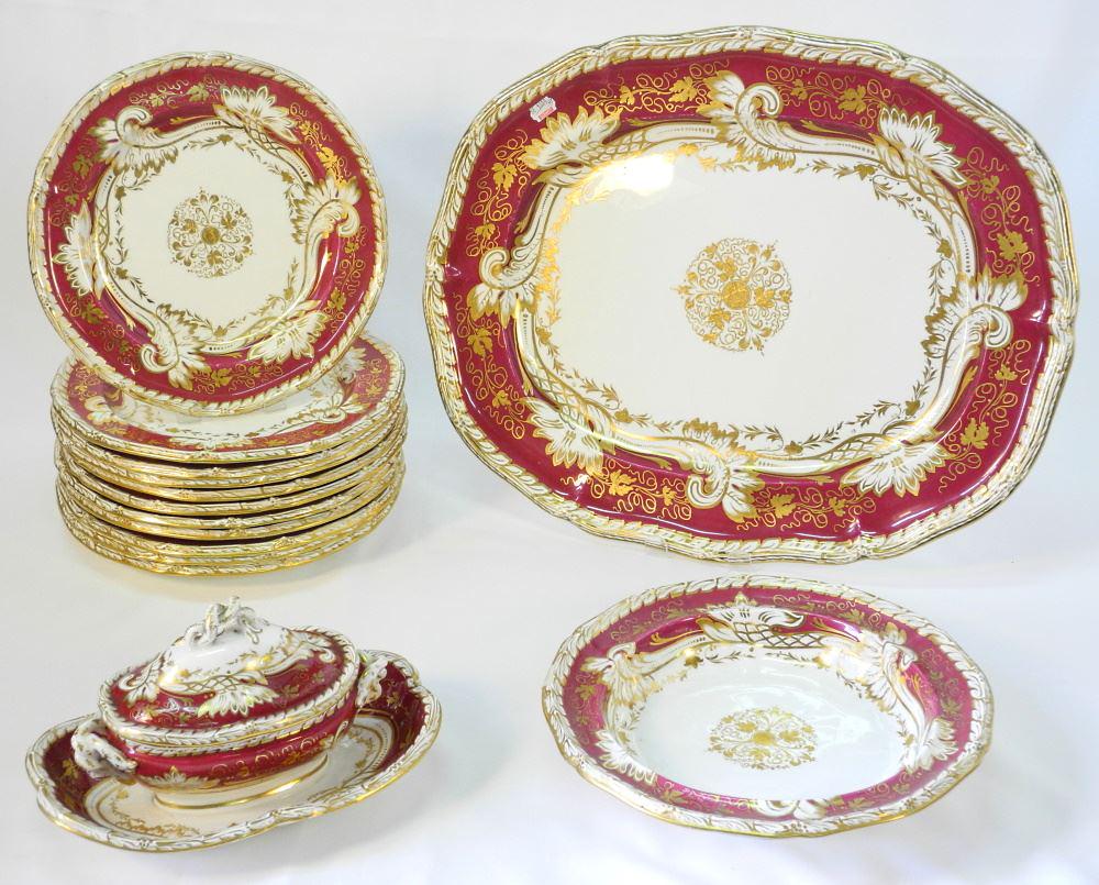 Lot of Davenport China: Platter (19 1/4"W)/ 11 Plates/ (1 of 10)