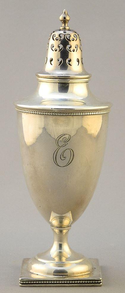 Birks Sterling Silver Sugar Caster, Monogrammed E, 6 3/4" High, 116 Grams. (1 of 3)