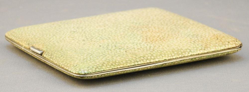 Shagreen & Hallmarked Silver Cigarette Case, 3 5/8" wide. (1 of 4)