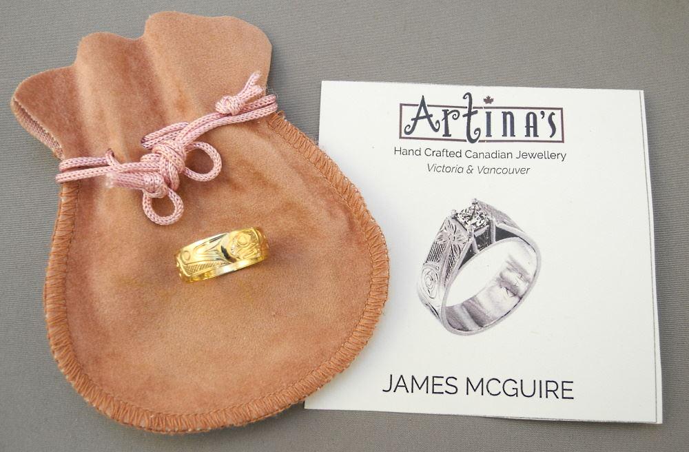 Haida Gold Ring Monogrammed Haida JM (James McGuire), 3.85 Grams. (1 of 5)