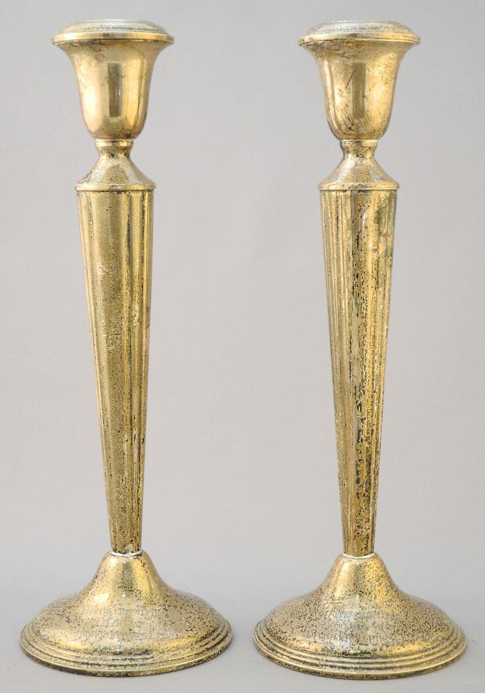 Pair of Birks Sterling Silver Candlesticks, Inscribed, 9 3/4"H. (1 of 3)