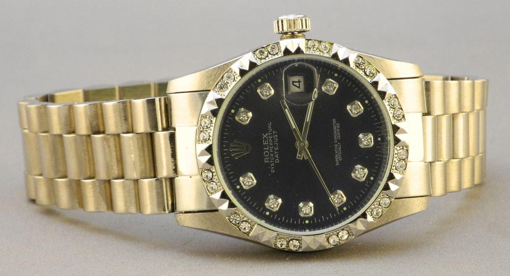 Reproduction Rolex Wristwatch, Blue Diamante Dial.: Reproduction Rolex Wristwatch, Blue Diamante Dial.