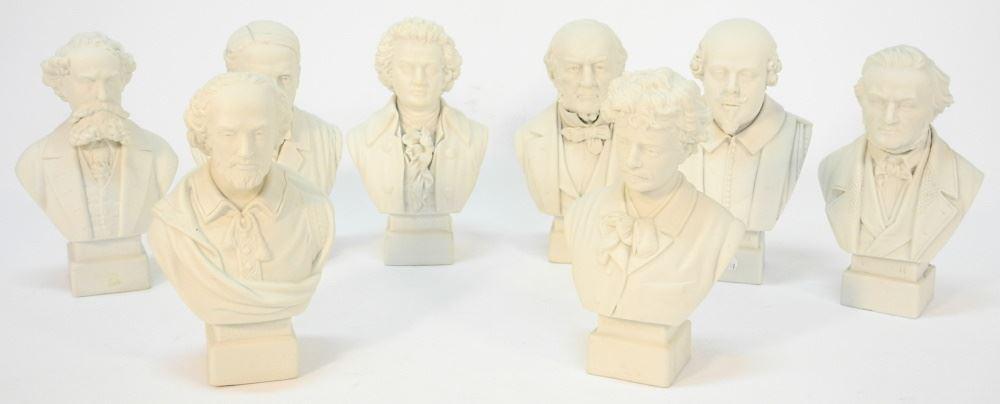 8 Parian Bust of Various Famous Men, Largest 8" High. (1 of 2)