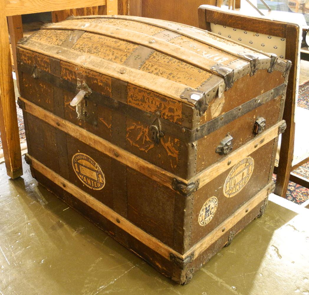 Dome Top Steamer Trunk, 30 1/2" x 25". (1 of 3)