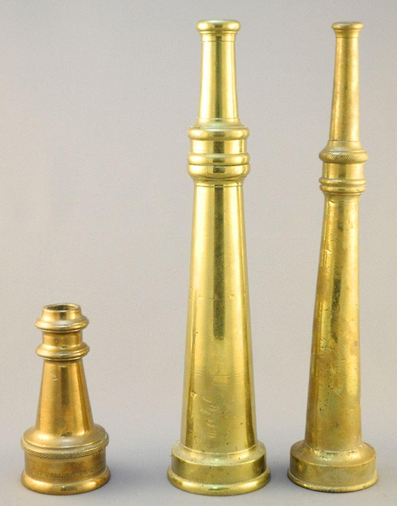 Collection of 3 Fire Hose Nozzles, 1 Inscribed "Samuel Eastman", Tallest 12 1/4". (1 of 1)
