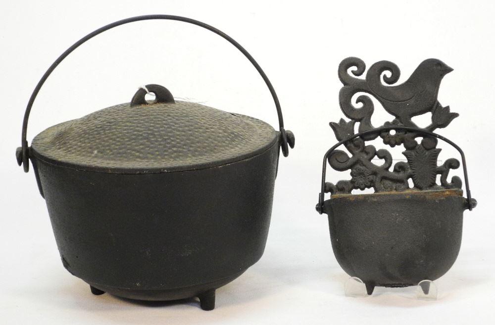 Cast Iron Cauldron & a Wall Pocket, 8 1/4" Diameter. (1 of 1)
