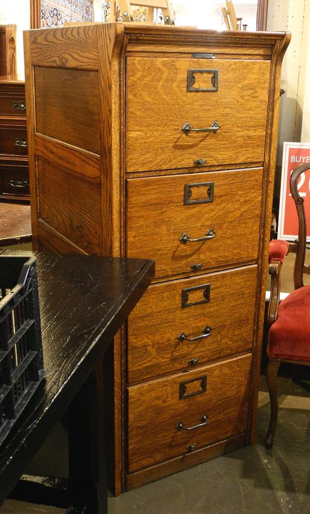 Office Specialty MFG.Co. 4 Drawer Oak File Cabinet, 53" High. (1 of 3)