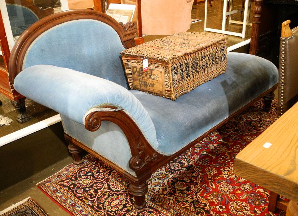 Late Victorian Mahogany Chaise Longue, 76" Length. (1 of 1)