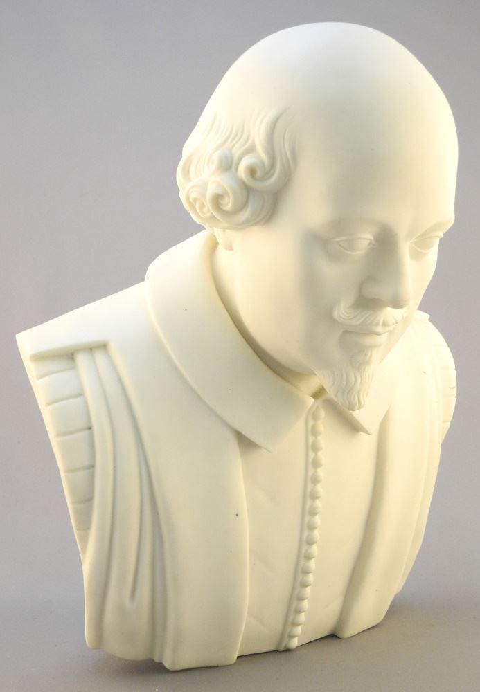 Parian Bust of William Shakespeare, 12" High, Missing Base, Including Screw. (1 of 3)