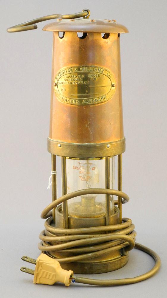 Copper & Brass Miner's Lamp, 13" High. (1 of 2)