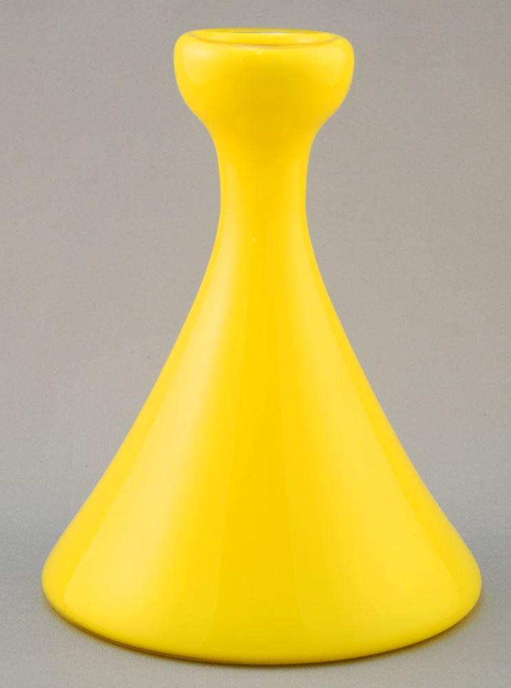 Holmegaard Denmark Yellow Glass Conical Vase, 6 1/8".: Holmegaard Denmark Yellow Glass Conical Vase, 6 1/8".