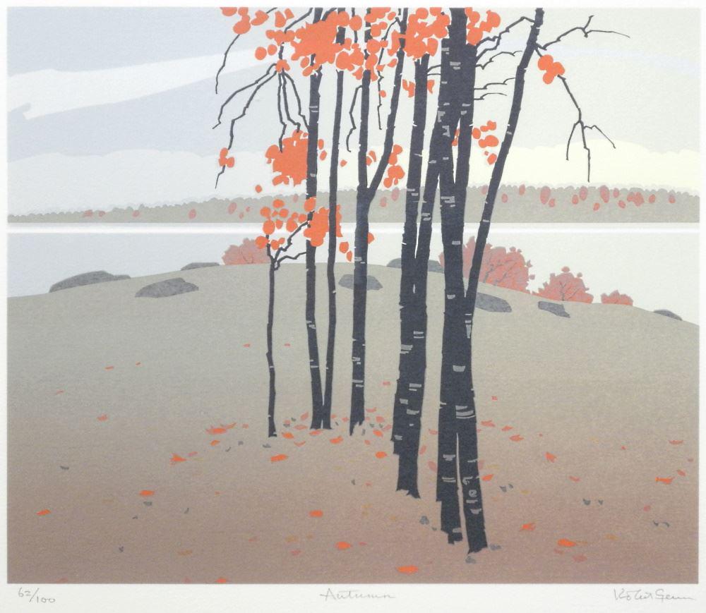 Serigraph Signed Robert Genn, 12 1/2" x 14 1/2", "Fall", #62/100. (1 of 3)