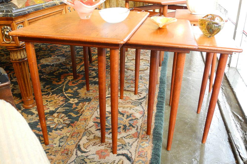 Trio of Danish Modern End Tables. (1 of 3)