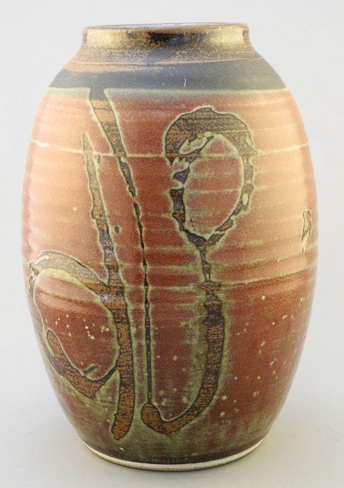 Art Pottery Urn Signed Dexter, 10 1/2" Diameter. (1 of 3)