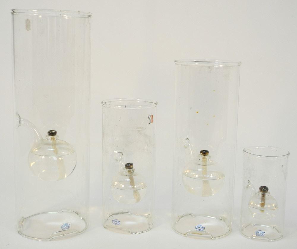 4 Scandinavian Glass Hurricane Lamps, 5 3/4" - 14 3/4". (1 of 1)
