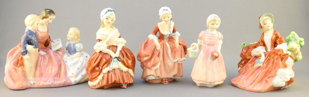 5 Royal Doulton Figurines: Peggy/ Tinkle Bell/ Goody 2 Shoes/ Lydia/ Bedtime Story. (1 of 5)