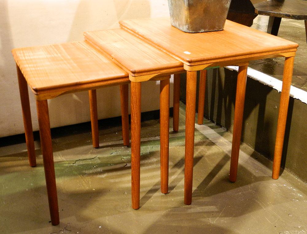 Trio of Danish Modern End Tables. (1 of 2)
