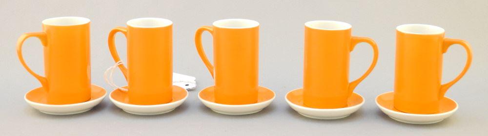 5 Schmid Porcelain Demitasse Cups & Saucers, Cups 2 1/4" High. (1 of 3)