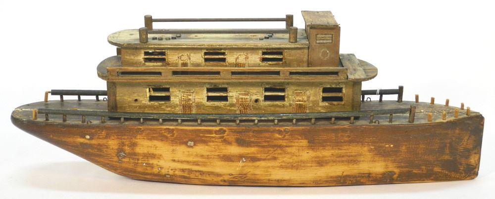 Folk Art Model Ship, As Found, 25 3/4". (1 of 2)