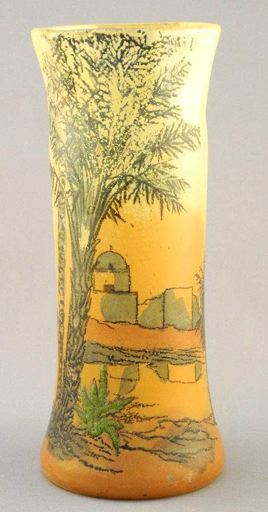 Legras Vase with Orientalist Scene Signed Leg, as Found, 9" High. (1 of 4)