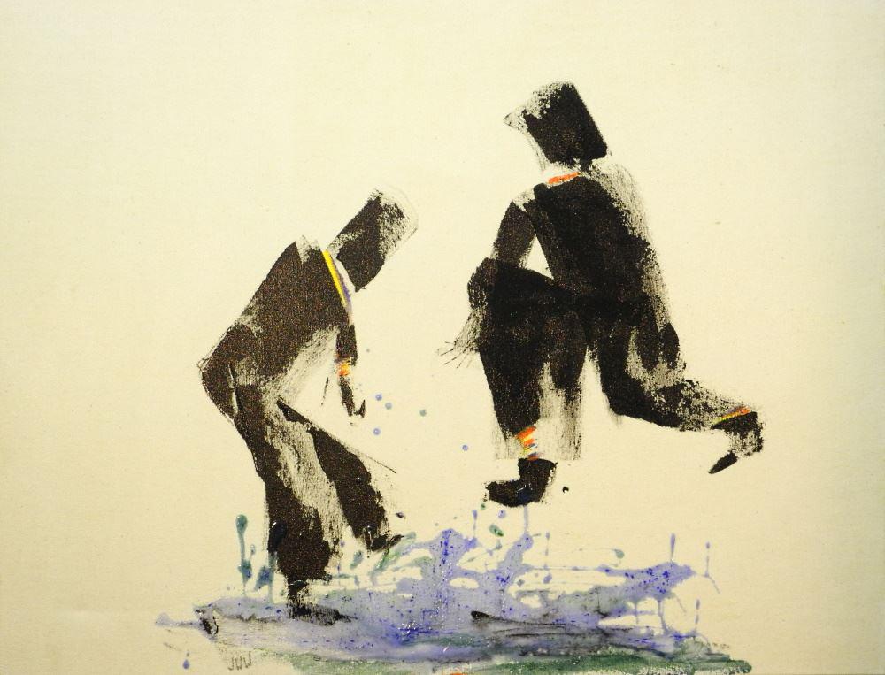 Mixed Media on Canvas Signed Jenny Waelti-Walters, 24" x 30", "Big Splash". (1 of 5)