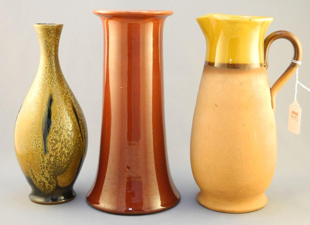 3 Pieces of Art Pottery: Clews/ Torquay/ Bretby, 6" - 10 1/8"H. (1 of 3)