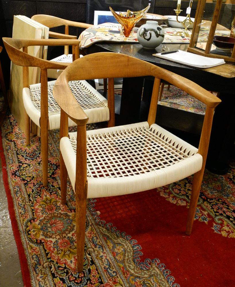 6 Scandinavian-Style Woven Seat Chairs. (1 of 6)