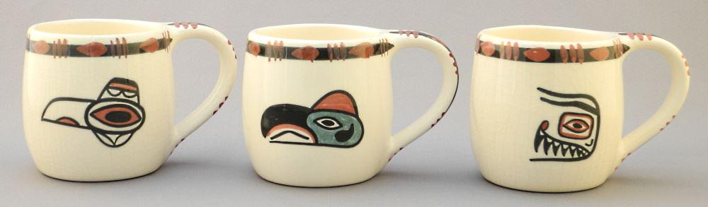 3 Lambert Pottery Vancouver Mugs, 3 1/4".: 3 Lambert Pottery Vancouver Mugs, 3 1/4".