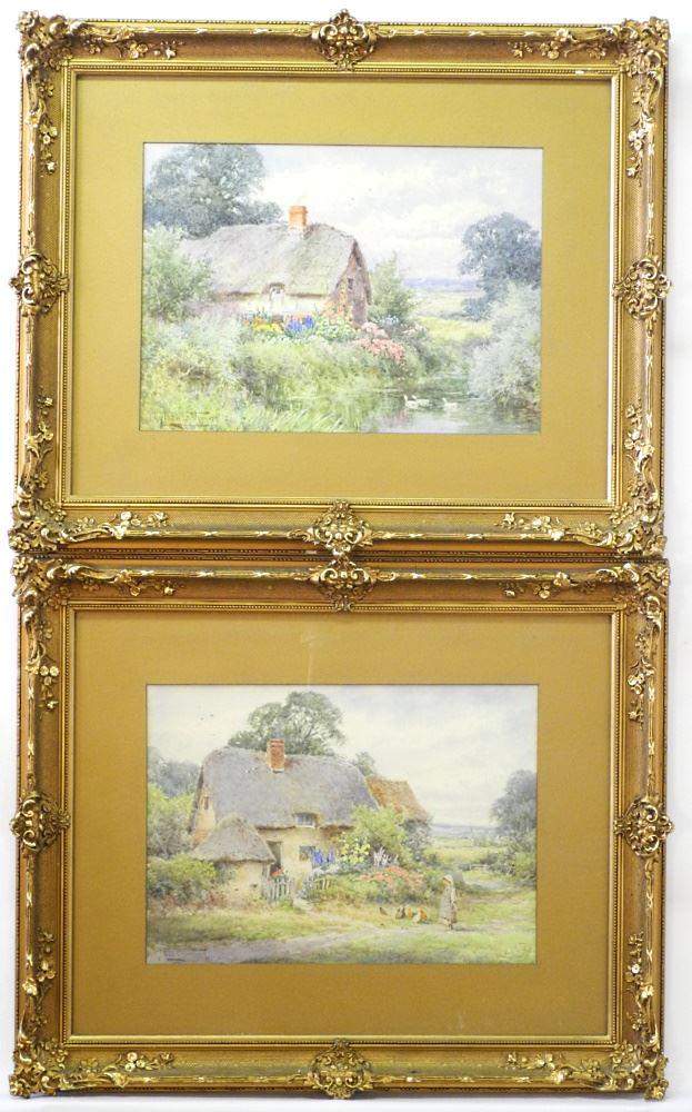 Pair of Watercolours Signed (Henry) Sylvester-Stannard, 9 7/8" x 13 3/4" , Cottage Scene, as Found. (1 of 8)