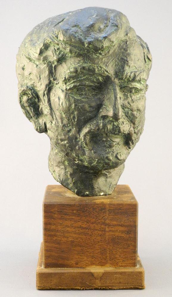 Bronze Bust Signed Carl Pappe, 11 1 /4" at Base, "Happy Stewart". (1 of 3)