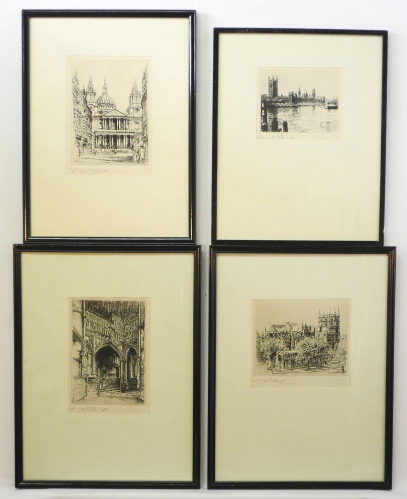 6 Artist Proof Prints Signed Edward J. Cherry, "Scene of London". (1 of 8)