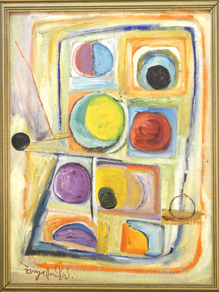 Oil on Board Signed E. Hawkins, 15 1/2" x 11 1/2", "On A Roll". (1 of 5)