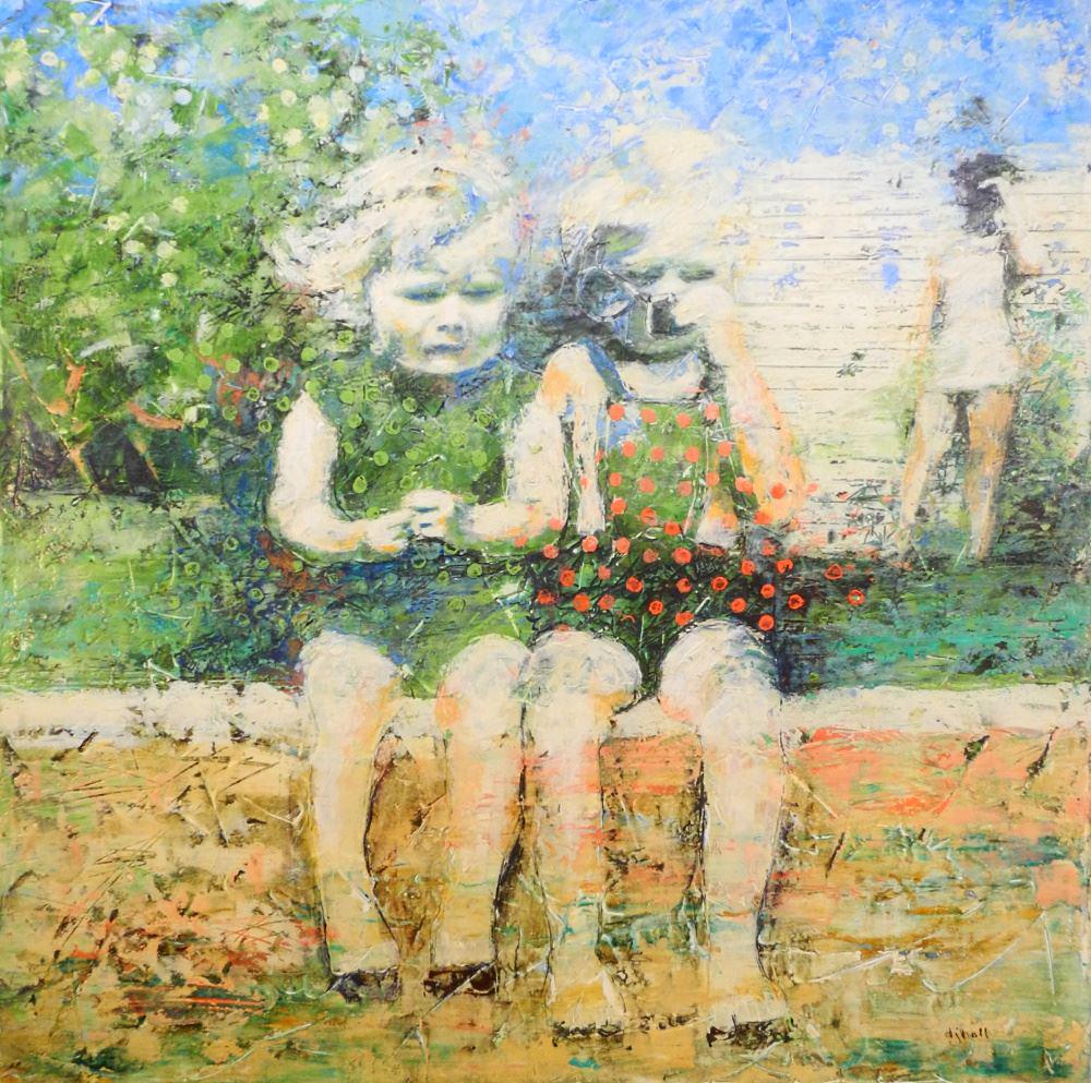 Acrylic & Plaster on Canvas Signed D.(Donna)J. Hall, 30" x 30", "Sunglasses".: Acrylic & Plaster on Canvas Signed D.(Donna)J. Hall, 30" x 30", "Sunglasses".