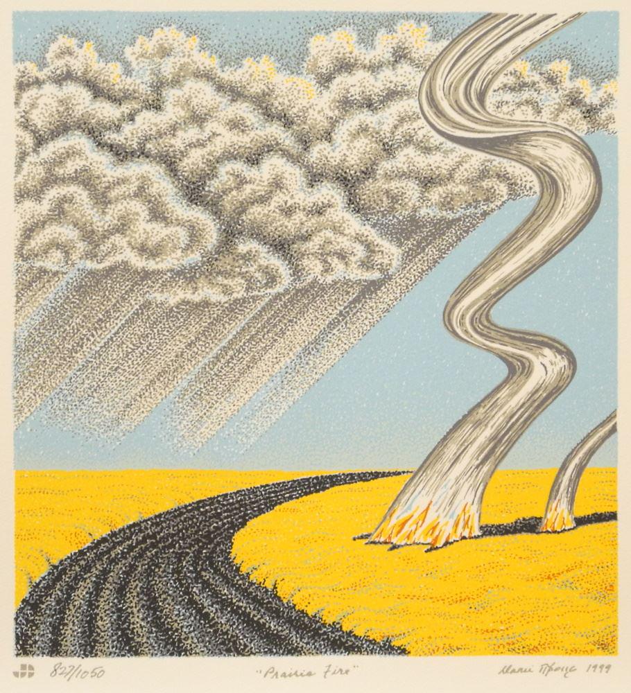 Serigraph Signed Don Proch 1999, 10 1/2" x 10, "Prairie Fire", Unframed. (1 of 3)