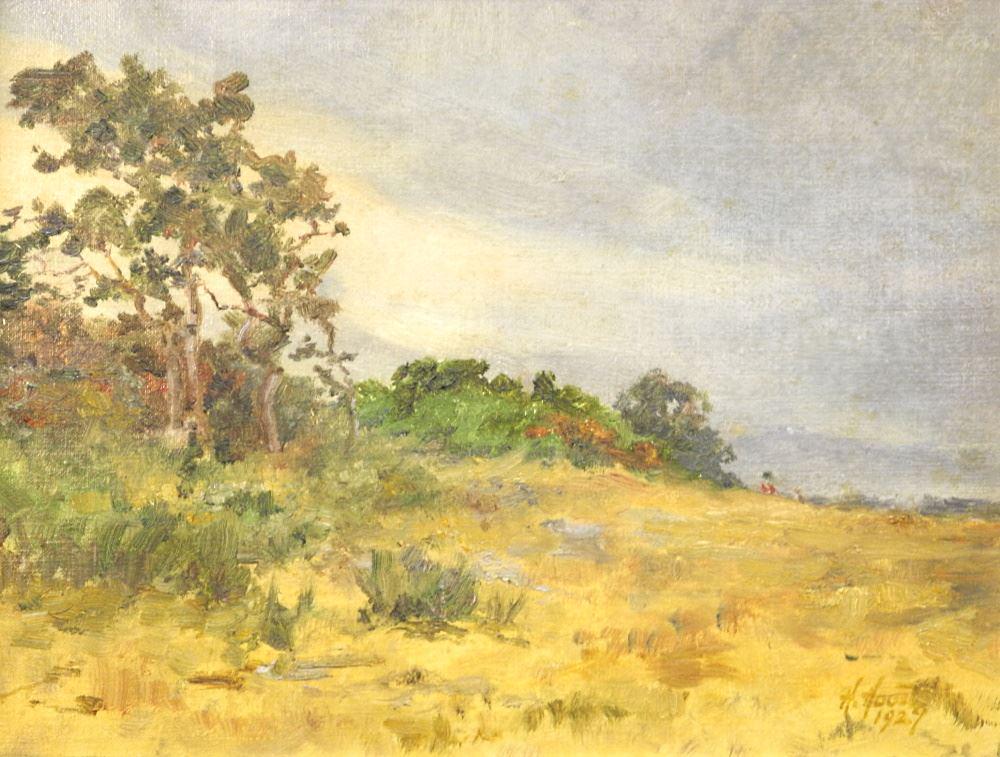 Oil on Canvas Signed H.(Harry) Hood 1929, 11 1/2" x 14 1/2", "Oaks Beacon Hill Park, Victoria (1 of 5)