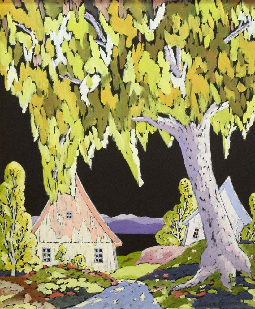 Oil on Masonite Signed Julien Froment, 24" x 20", "Reverie D' En France".: Oil on Masonite Signed Julien Froment, 24" x 20", "Reverie D' En France".