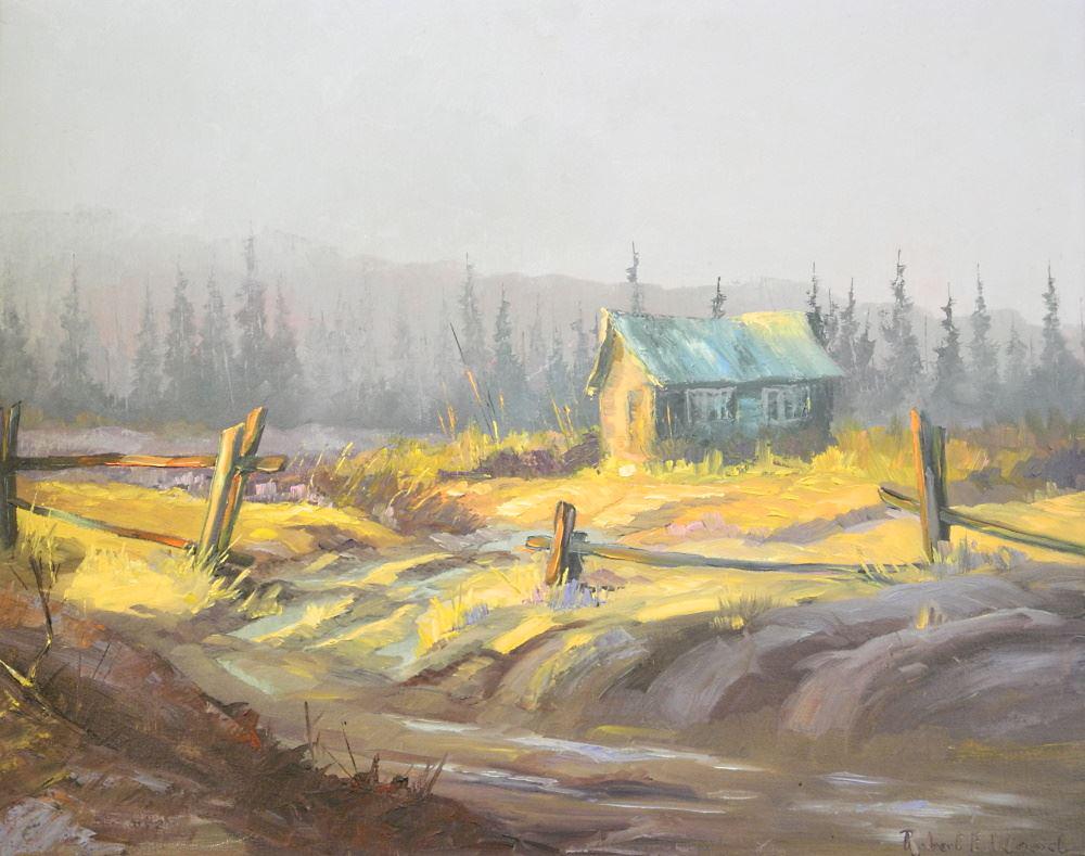 Oil on Board Signed Robert E. Wood, 23 1/4" x 29", "Sunset on Texada Island". (1 of 4)