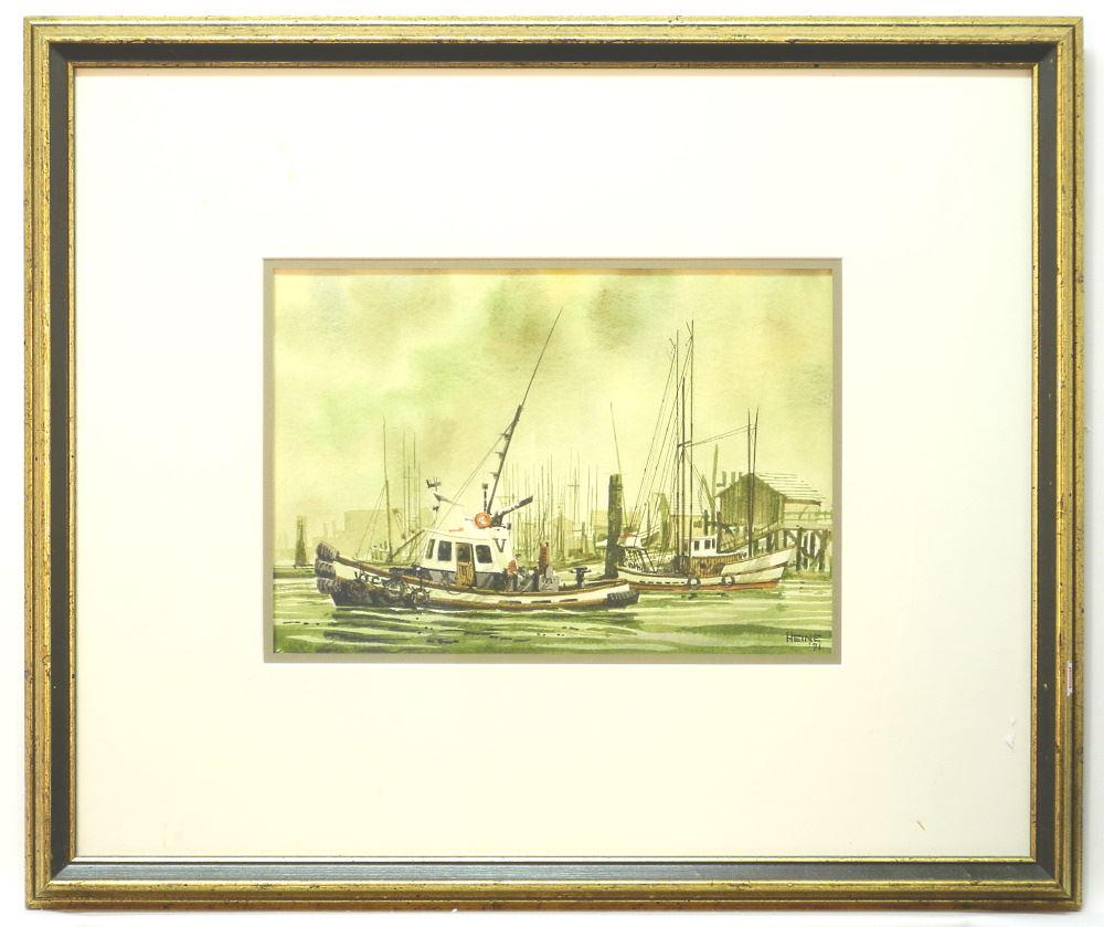 Watercolour signed (Harry) Heine 1971, 9" x 13", "Fishing Boats". (1 of 4)