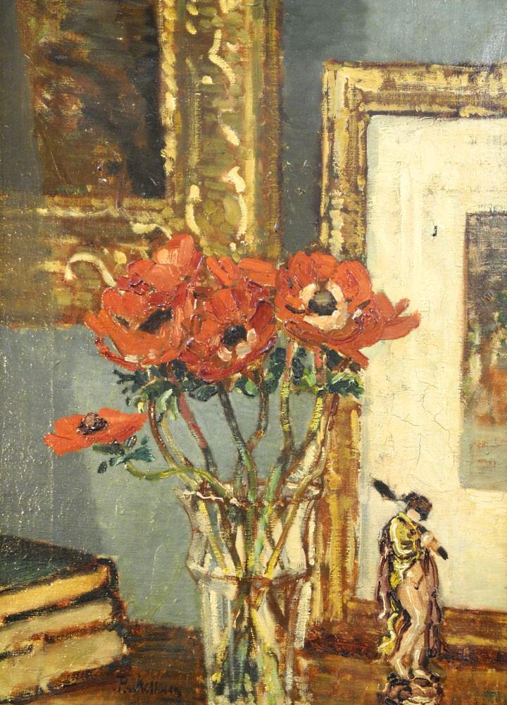 Oil on Canvas Signed Possibly Paul Meltsner(Am '05-'66), 21 1/2" x 15 1/2", "Poppies". (1 of 5)
