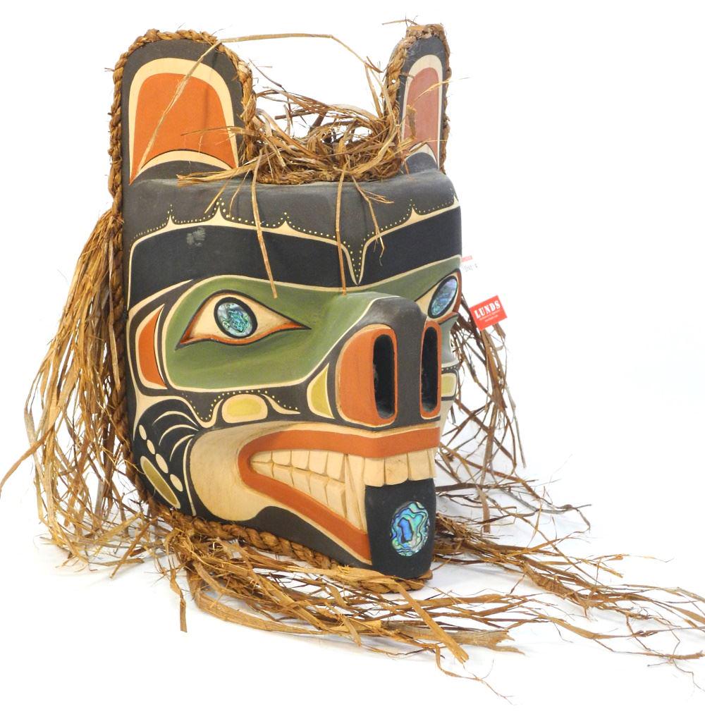 Squamish Bear Mask Signed Matthews Baker, 14 1/4" High. (1 of 3)