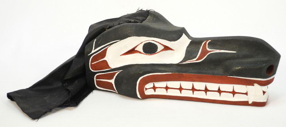 Kwagiulth Wolf Mask Signed Gino Seward, Kingcome Inlet, 15 1/4"L. (1 of 3)