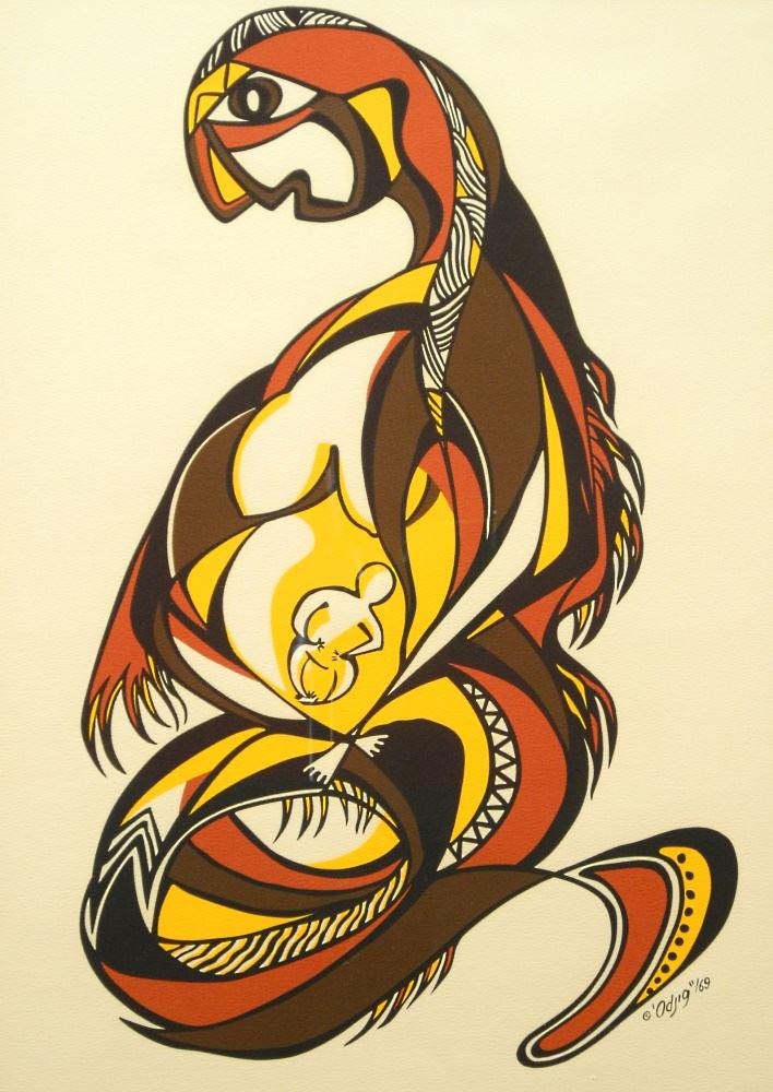 Serigraph Signed (Daphne) Odjig '69, 22" x 16", "Earth Mother". (1 of 3)