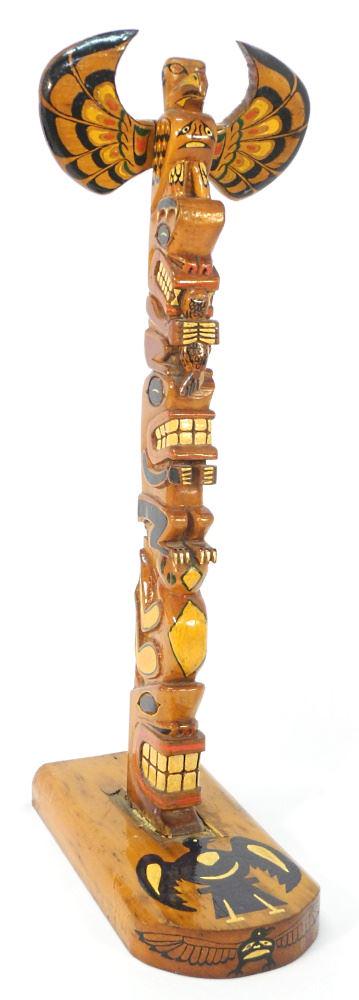 Northwest Coast Model Totem Pole Signed Leonard Adulp 1972, 32"H, Condition Noted. (1 of 3)