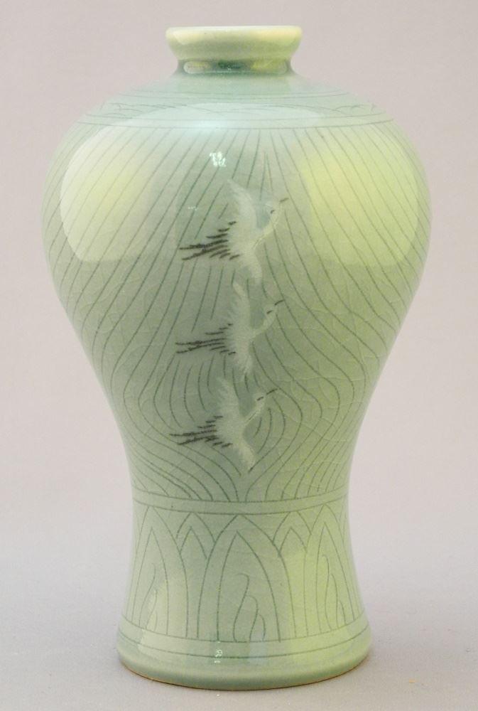Korean Celadon Vase, 6 1/2" High. (1 of 2)