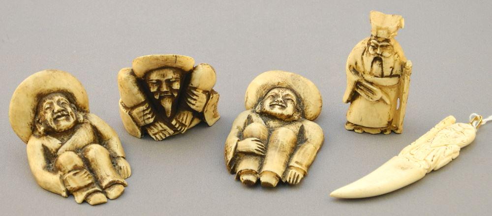 5 Asian Figural Carvings. (1 of 3)