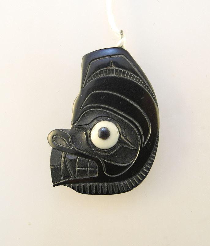 Argillite "Bear" Pendant Signed Richard Widen, 1 1/2" High. (1 of 2)