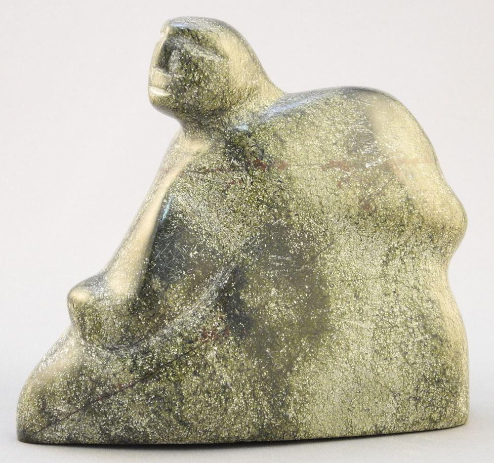 Inuit Stone Sculpture "Female Figure" By Abunia Sayak, 3 1/2"L. (1 of 3)