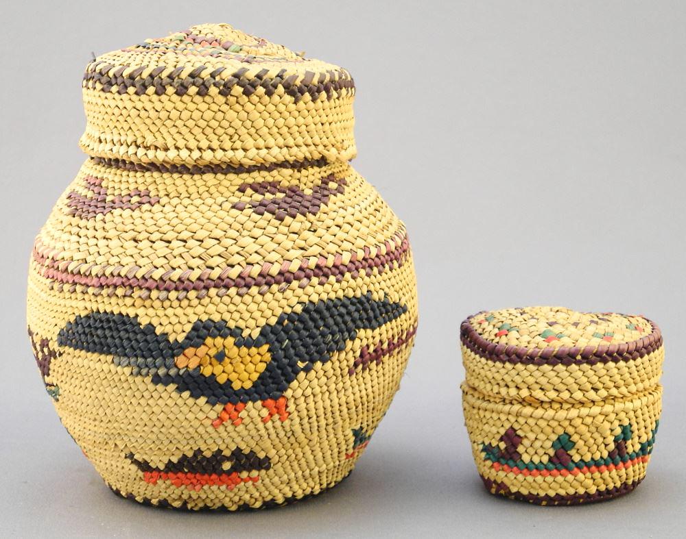 2 Nuu-Chah-Nulth Baskets, 4 3/4" High. (1 of 2)
