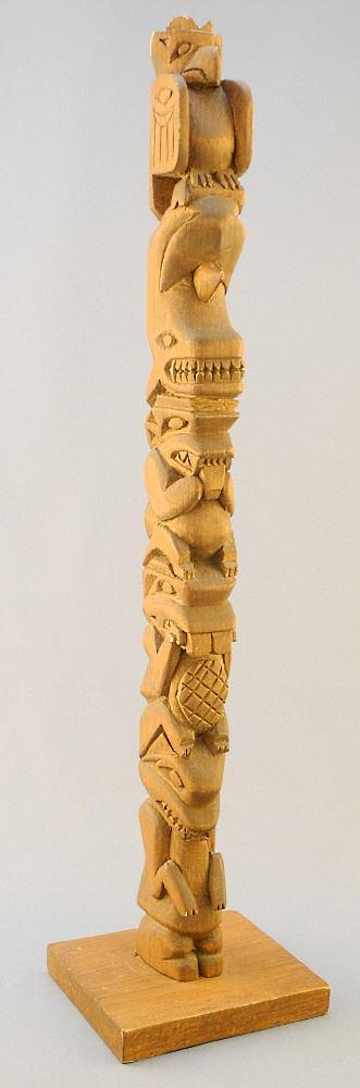 Totem Pole Signed Faintly "***Joe", 16 1/2" High. (1 of 2)