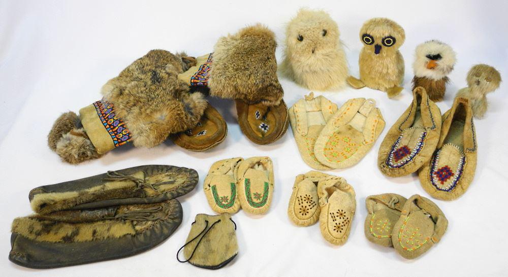 Collection of Seal Skin/ Fur & Oopik Items: Figures/ Boots/ Shoes.: Collection of Seal Skin/ Fur & Oopik Items: Figures/ Boots/ Shoes.